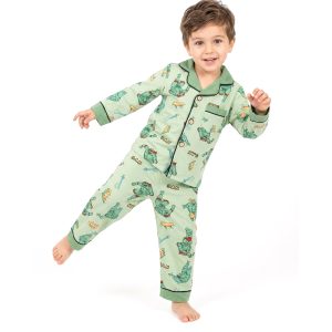 Ninja Turtle Boys Cotton Front Open Pajama Set - Green
