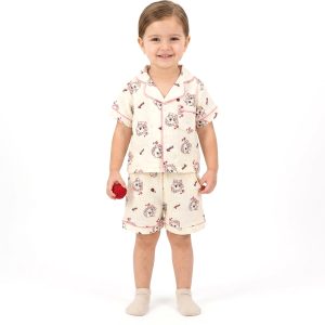 Marie Girls Front Open Shorts Set - Cream