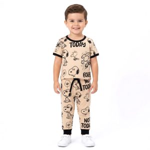 Snoopy Today Boys Half Sleeves Pajama Set - Brown