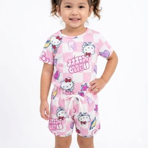 Kitty lovely Girls Shorts Set - Pink