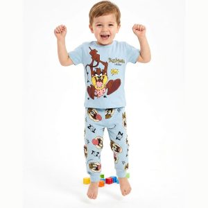 Taz Boys Half Sleeves Pajama Set - Sky Blue