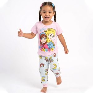 Queen Stars Girls Half Sleeves Pajama Set - Pink