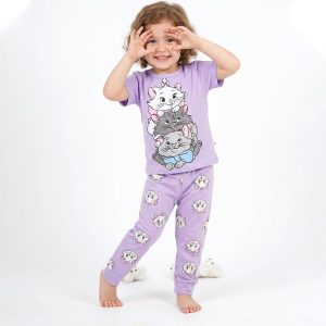 All Kitty Girls Half Sleeves Pajama Set - Purple