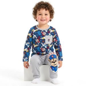 Paw Patrol Boys Full Sleeves Pajama Set KHAFIF - Grey Blue