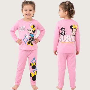 Minnie Star Girls Full Sleeves Pajama Set Khafif - Pink