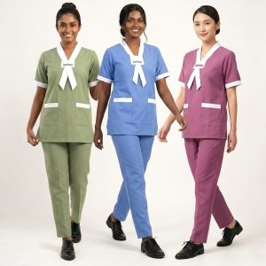 Collar Bow Uniforms Maid Kreb Qasir يونيفورم كريب - Green, Purple, Blue