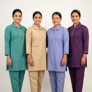 Zipper Uniforms Maid Kreb Punjabi يونيفورم كريب - Blue Green Purple Beige