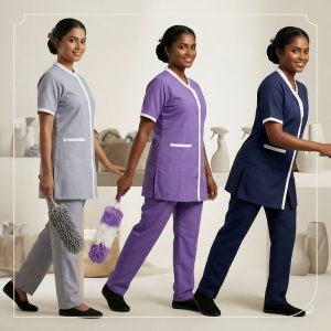 Middle Strip Uniforms Maid Kreb Punjabi يونيفورم كريب - Navy, Purple, Grey