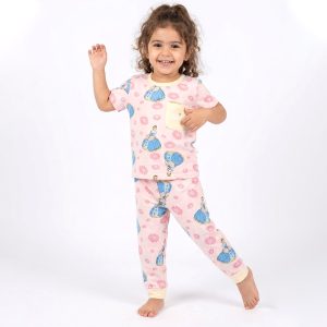 Princess Girls Half Sleeves Pajama Set - Light Pink