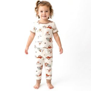 Winnie Girls Half Sleeves Pajama Set - White