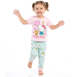 Hello Kitty Girls Half Sleeves Pajama Set - Pink Blue