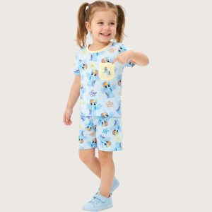 Unicorn Pony Girls Shorts Set - Blue