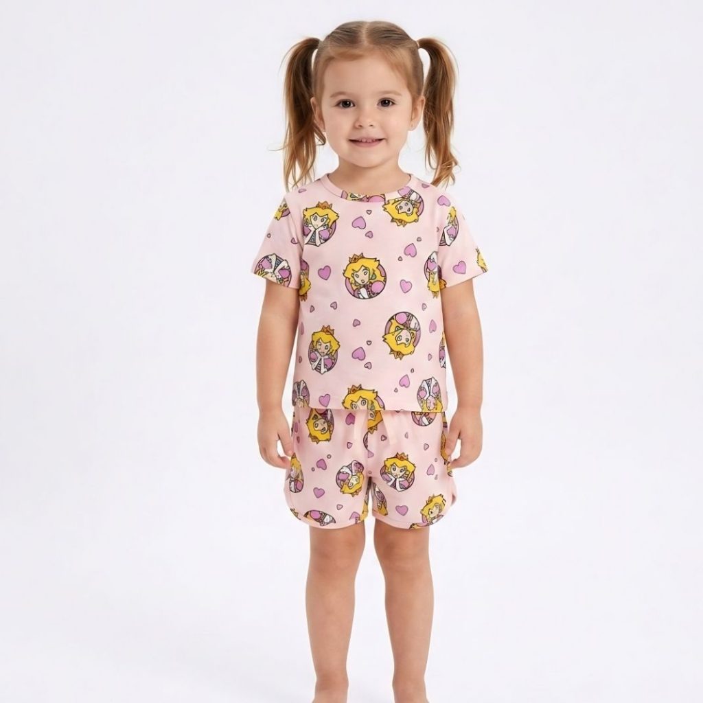 Cute Queen Girls Shorts Set - Pink