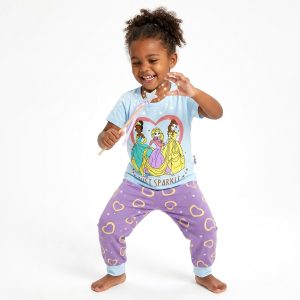 Princess Sparkle Girls Half Sleeves Pajama Set - Blue