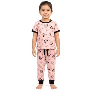 Minnie Floral Girls Half Sleeves Pajama Set - Pink