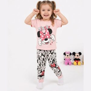 Minnie Hide Girls Half Sleeves Pajama Set - Pink