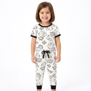 Hello Kitty Girls Half Sleeves Pajama Set - White