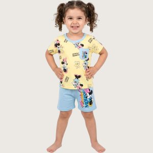 Minnie Mouse Girls Shorts Set - Yellow Blue