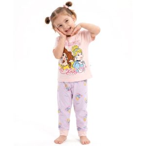 Princess Frame Girls Half Sleeves Pajama Set - Pink Purple