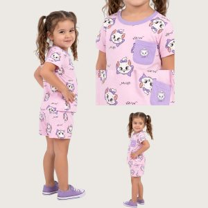Marie Cutie Girls Shorts Set - Purple