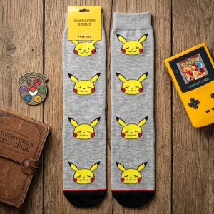 Pikachu Adult Socks 1 Set (LONG) - Grey
