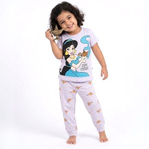 Princess Wish Girls Half Sleeves Pajama Set - Purple