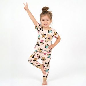 Minnie Mouse Bow Girls Half Sleeves Pajama Set - Pink