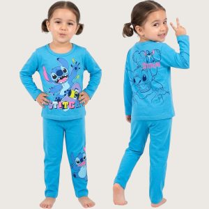 Skate Stitch Girls Full Sleeves Pajama Set Khafif - Blue