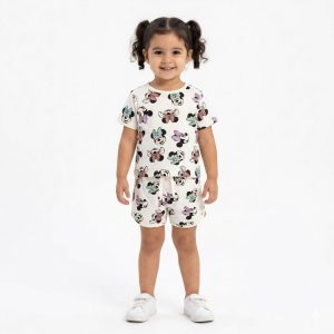 Mickey Just Face Girls Shorts Set - White