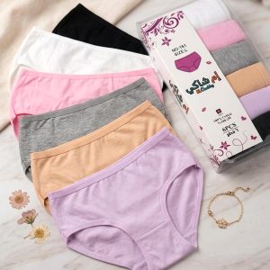Plain Ladies Underwear (6 Pcs Pack)- Multicolor