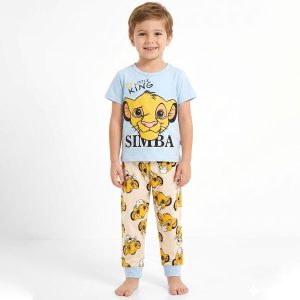 Little King Simba Boys Half Sleeves Pajama Set - Blue