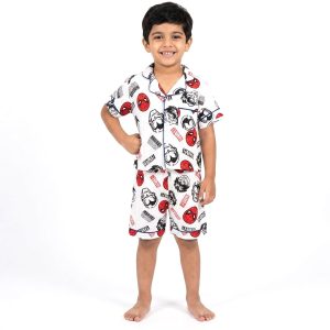 Marvel Motel Boys Front Open Shorts Set - White