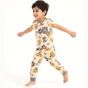 Tom & Jerry Boys Half Sleeves Pajama Set - Cream