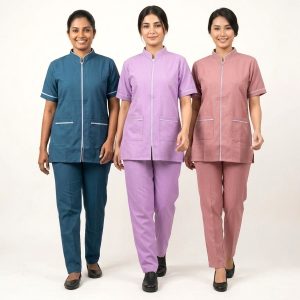Zipper Uniforms Maid Kreb Qasir يونيفورم كريب - Pink, Purple, Blue