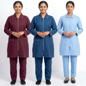 Pocket Zip Uniforms Maid Kreb Punjabi يونيفورم كريب - Maroon, Navy, Blue