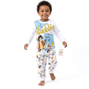 Aladdin Boys Full Sleeves Khafif Pajama Set MCHAKKY - White