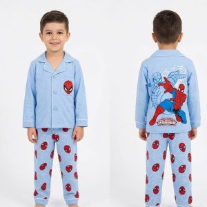 Spider brand new Boys Cotton Front Open Pajama Set - Blue