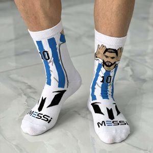 Messi Adult Socks 1 Set (LONG) - White