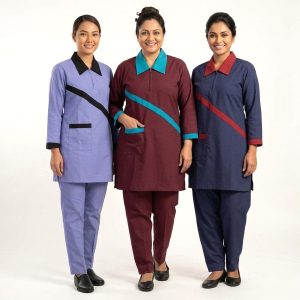 Pocket Strip Uniforms Maid Kreb Punjabi يونيفورم كريب - Maroon, Navy, Blue