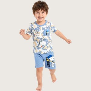 Snoopy Heart Boys Shorts Set - Blue