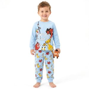 Wild Child Boys Full Sleeves Khafif Pajama Set MCHAKKY - Sky Blue