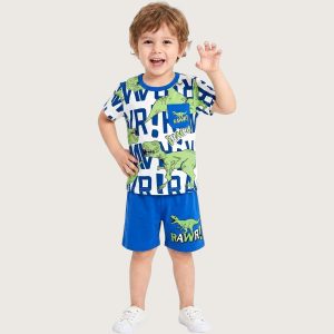 RAWR! Boys Shorts Set - White Blue