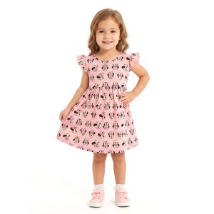 Minnie Face Girls Dress - Pink