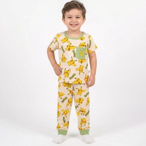 Pikachu Boys Half Sleeves Pajama Set - Cream