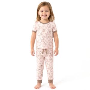 Kitty Skirt Girls Half Sleeves Pajama Set - Brown