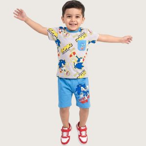 Sonic Ring Boys Shorts Set - Grey Blue