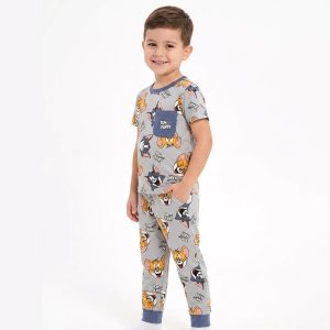Tom & Jerry Boys Half Sleeves Pajama Set - Grey