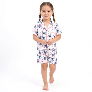 Stitch Love Girls Front Open Shorts Set - White