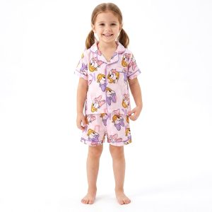 Daisy Girls Front Open Shorts Set - Pink