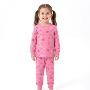 Barbie Girls Cotton Full Sleeves Pajama Set MCHAKKY - Hot Pink